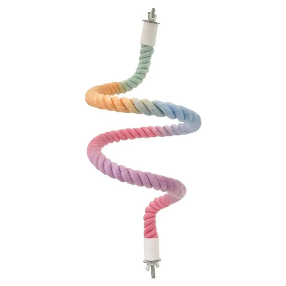 Screw Head Colored Cotton Parrot Pole Flexible Hanging Clip Swing Colorful Perch Easy To Install Rotating Bird Cotton Rope Swing