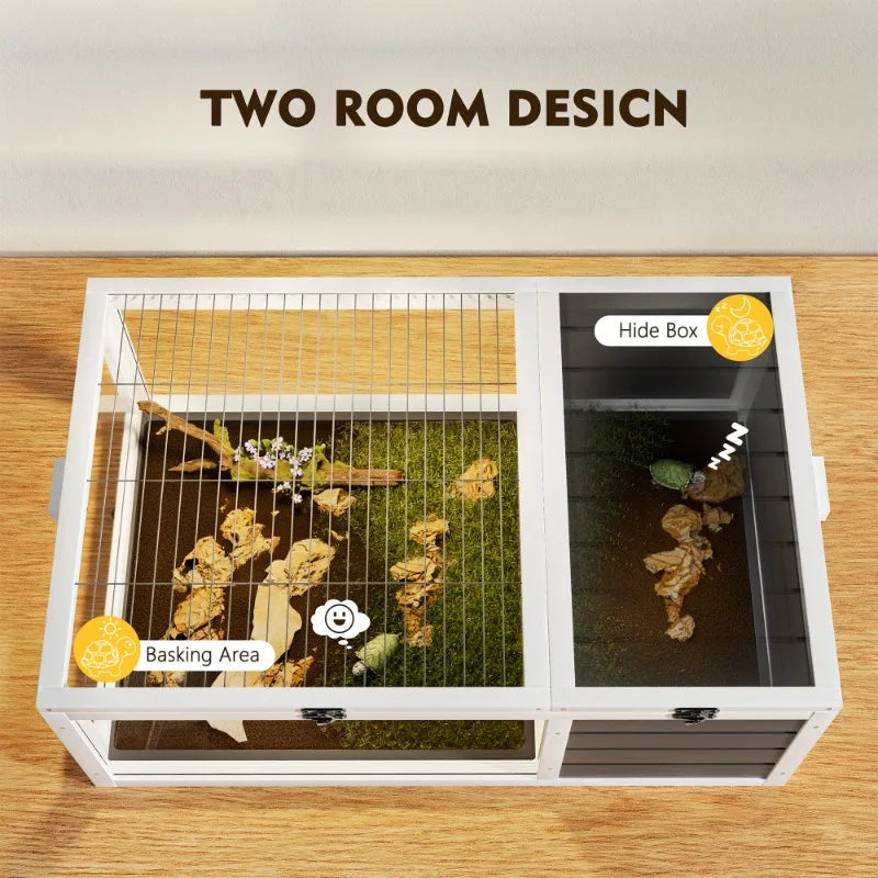 Wooden Turtle House Indoor Turtle Habitat Spacious Home Reptile Fence Durable Reptile and Amphibian Wooden Pet Cage