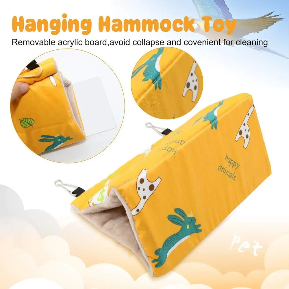 Winter Warm Bird Nest House - Hanging Hammock Velvet Shed Hut Cage Plush Fluffy Birds Hideaway Sleeping Bed Fuzzy for Parrot Par