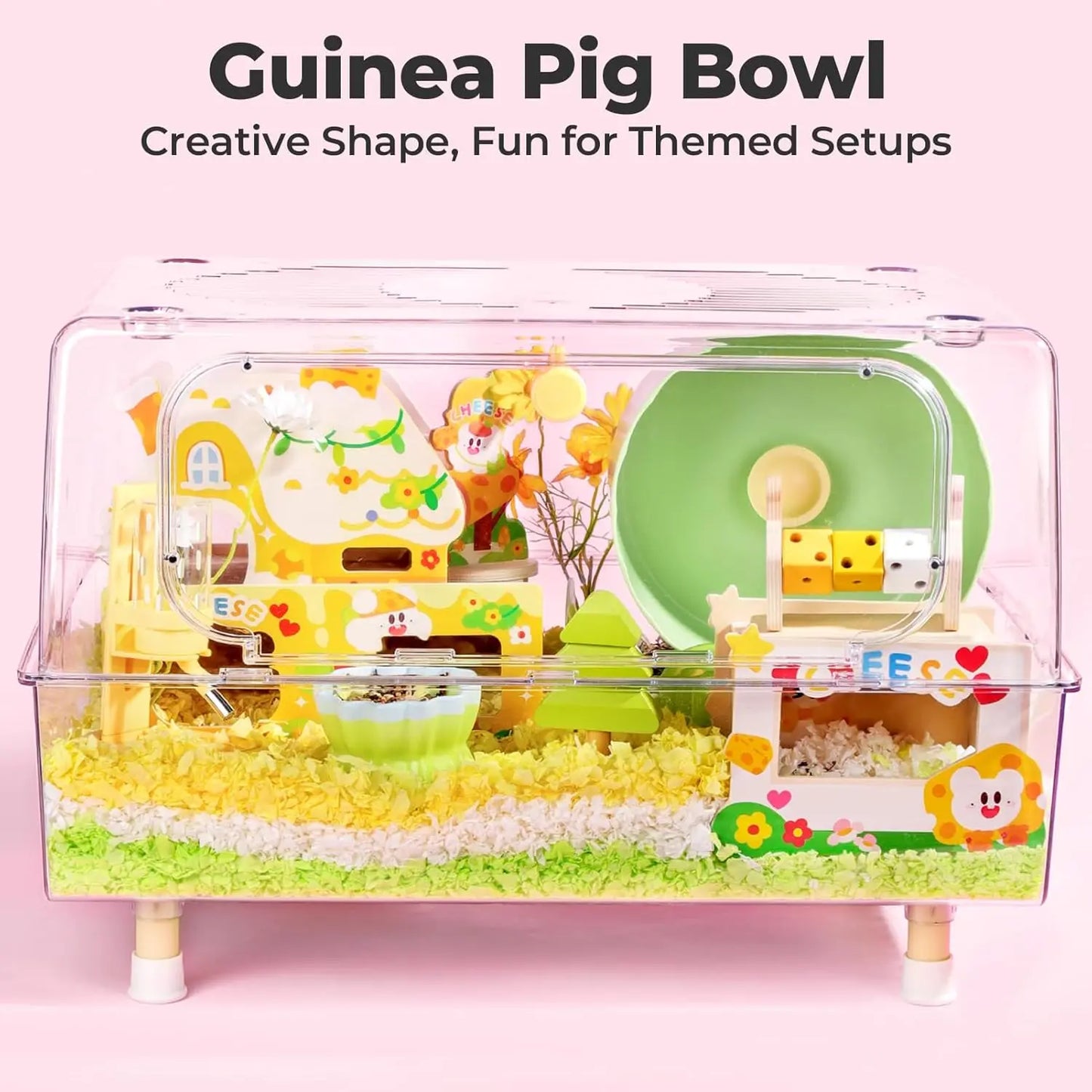 Anti-Tip Ceramic Pet Bowl - Hamster/Rabbit Food Dish, Chew-Proof Candy Design for Guinea Pig/Rat/Chinchilla