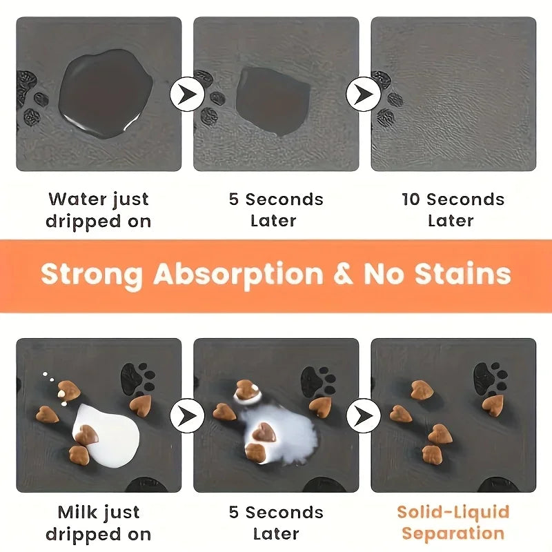 Absorbent Pet Placemat For Pets,Pet Feeding Mat For Food And Water Bowl,Waterproof Rubber Backing Quick Dry Water Dispenser Mat