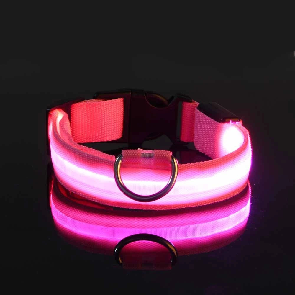 Nylon LED Luminous Dog Leash & Collar Set - Glow In The Dark Safety Flashing Pet Leash for Dogs