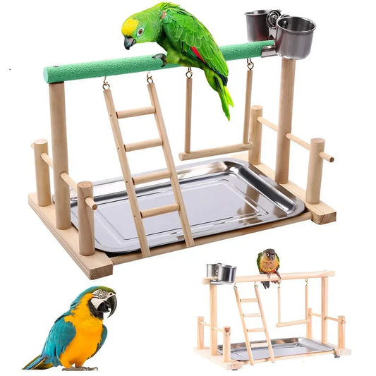 1Pc Pet Bird Toy Activity Center Birdcage Stands with Bird Perch Ladder Hammock Feeder Playground for Cockatiel Parrot