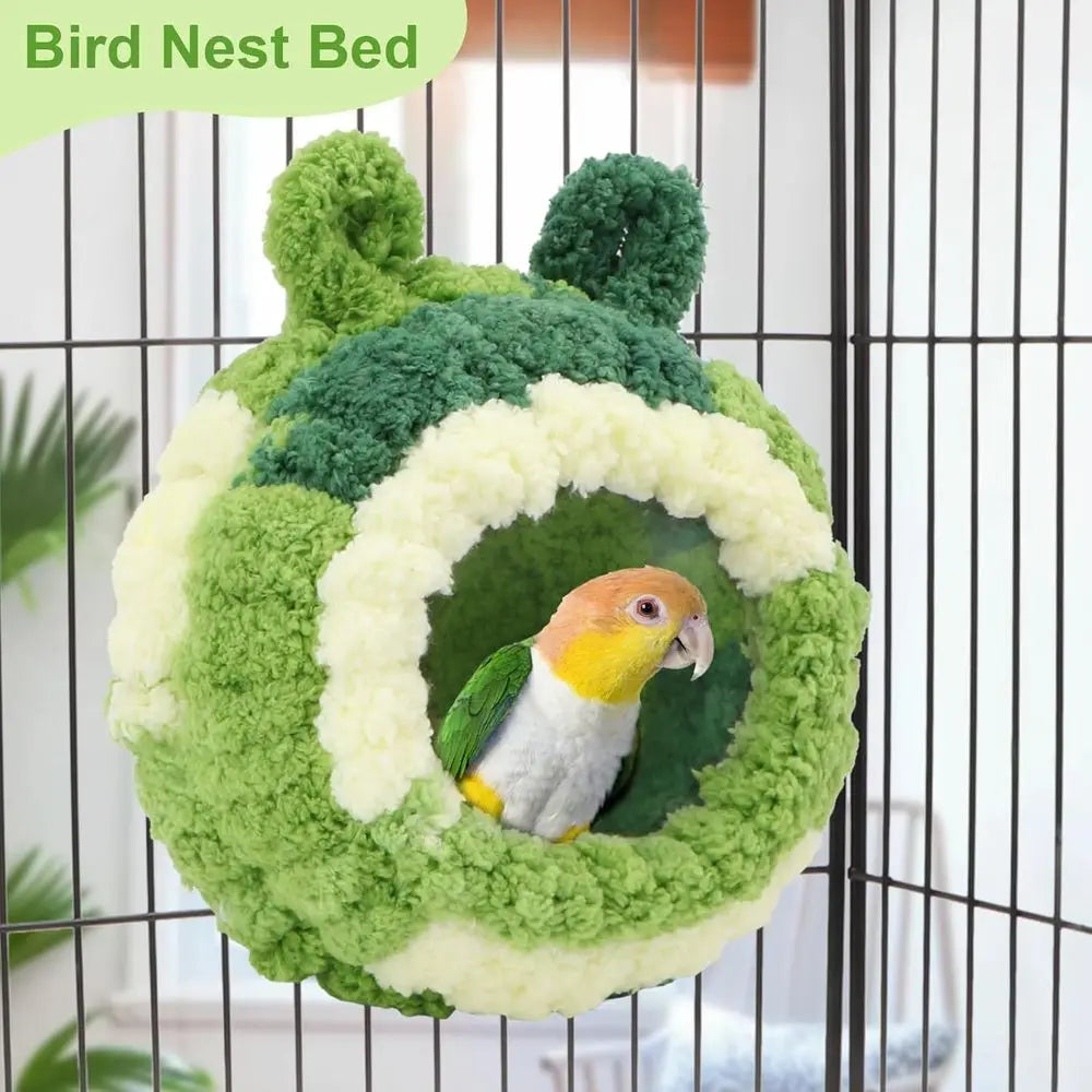 Bird Nest Bed Breeding House Winter Warm Snuggle Hut for Budgies Parakeets Cockatiels Lovebirds Canaries (Green)