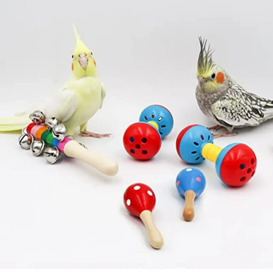 Colorful Bird Bell Toys 5 Pack Funny Bell Toys for Bird Cage Accessories Ideal for Chicken Birds Parrot Parakeet Cockatiel Budg