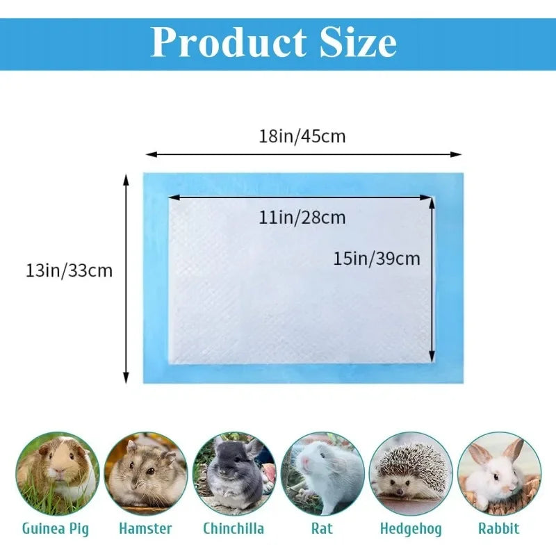 Small Animal Pee Pads - Disposable Absorbent Leak-Proof for Rabbit, Bunny, Guinea Pig & Potty Training