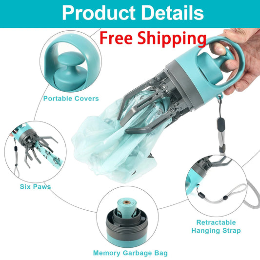 360 Portable Pooper Scooper with Bag Attachment & Dispenser – Lightweight Claw Poop Picker – Ideal for Small & Large Dogs