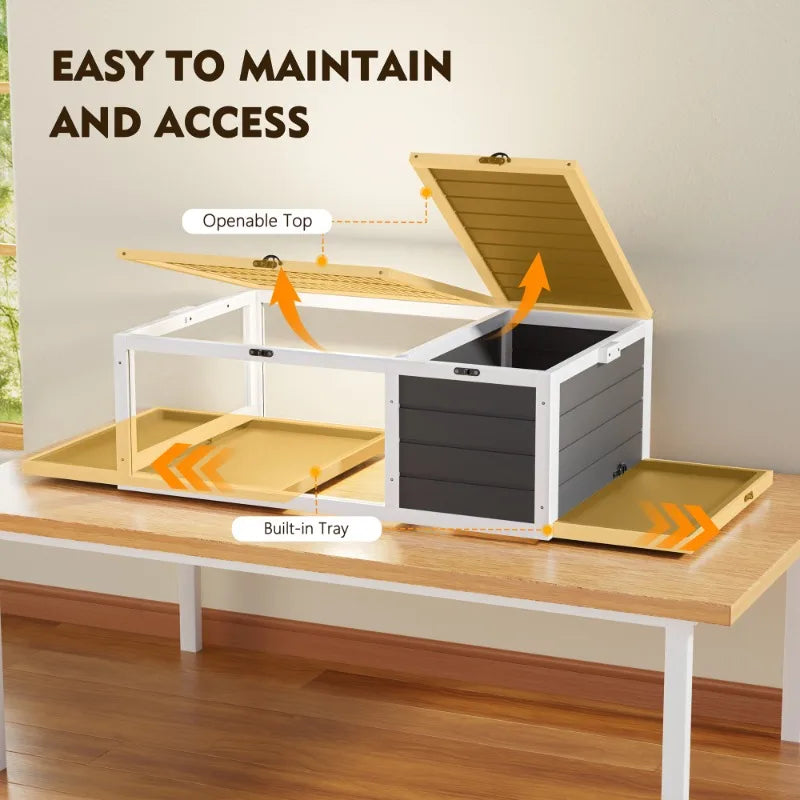 Wooden Turtle House Indoor Turtle Habitat Spacious Home Reptile Fence Durable Reptile and Amphibian Wooden Pet Cage