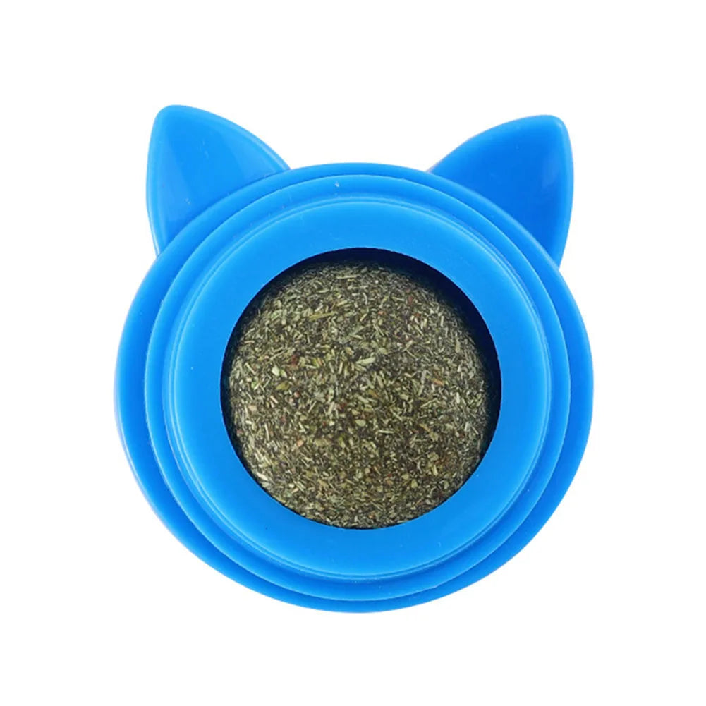 Rotatable Cat Cleaning Toy Self-Adhesive Catnip Balls Toy for Cats Catnip Wall Balls for Cats Teeth Cleaning Pet Treats Supplies