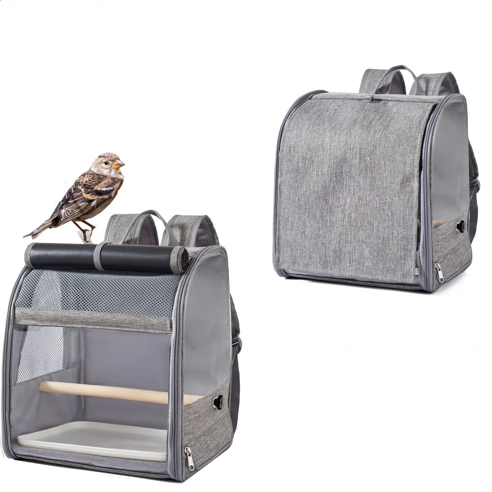 Portable Bird Carrier Bird Backpack with Perch and Tray for Birds Cockatiel Parrot Breathable Large Space Bird Cage Travel Bag