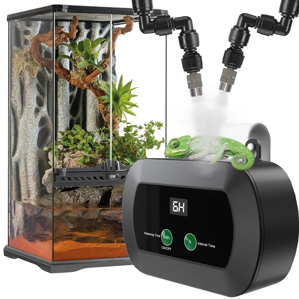 Automatic Reptile Mist Sprinkler & Timer Auto Controller Spray Kit System for Terrariums Amphibian Lizard Snake Frog Plants