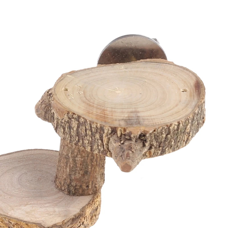 Bird Platform Perch Natural Wood Stand Playground for Budgie Parakeet Large Parrot Cage Climbing Toy 4 Steps Ladder 87HA