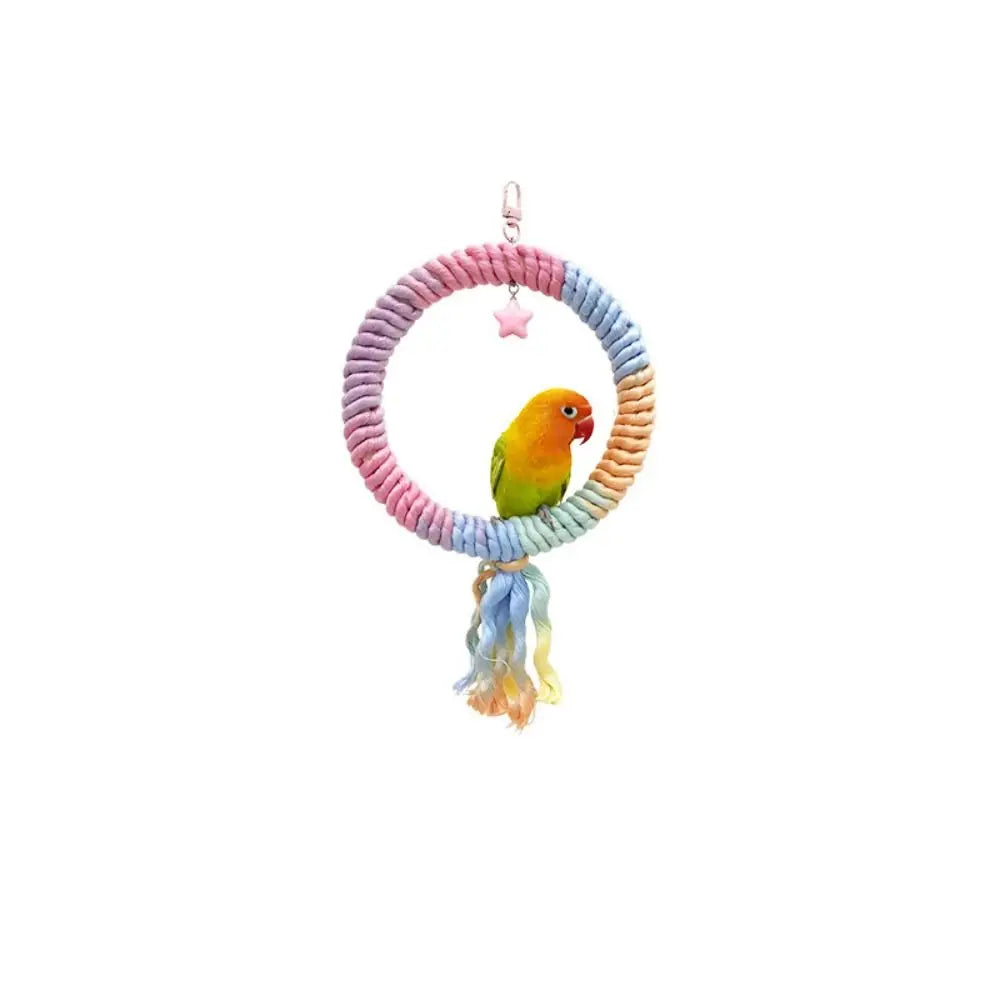 Screw Head Colored Cotton Parrot Pole Flexible Hanging Clip Swing Colorful Perch Easy To Install Rotating Bird Cotton Rope Swing