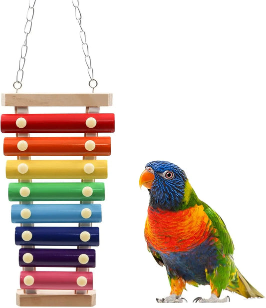 Colorful Suspensible Xylophone Toy with 8 Metal Keys for Parrots & Birds