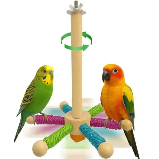 Rotating Bird Perch Toy Fun Spinning Cage Stand for Parakeets Budgies Lovebird Cockatiels Conure Finches Quaker Ideal SmallMedi