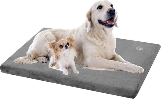 Reversible Dog Bed Mat with Waterproof Lining, Removable Washable Cover, Firm Support for Small to XX-Large Dogs, Grey