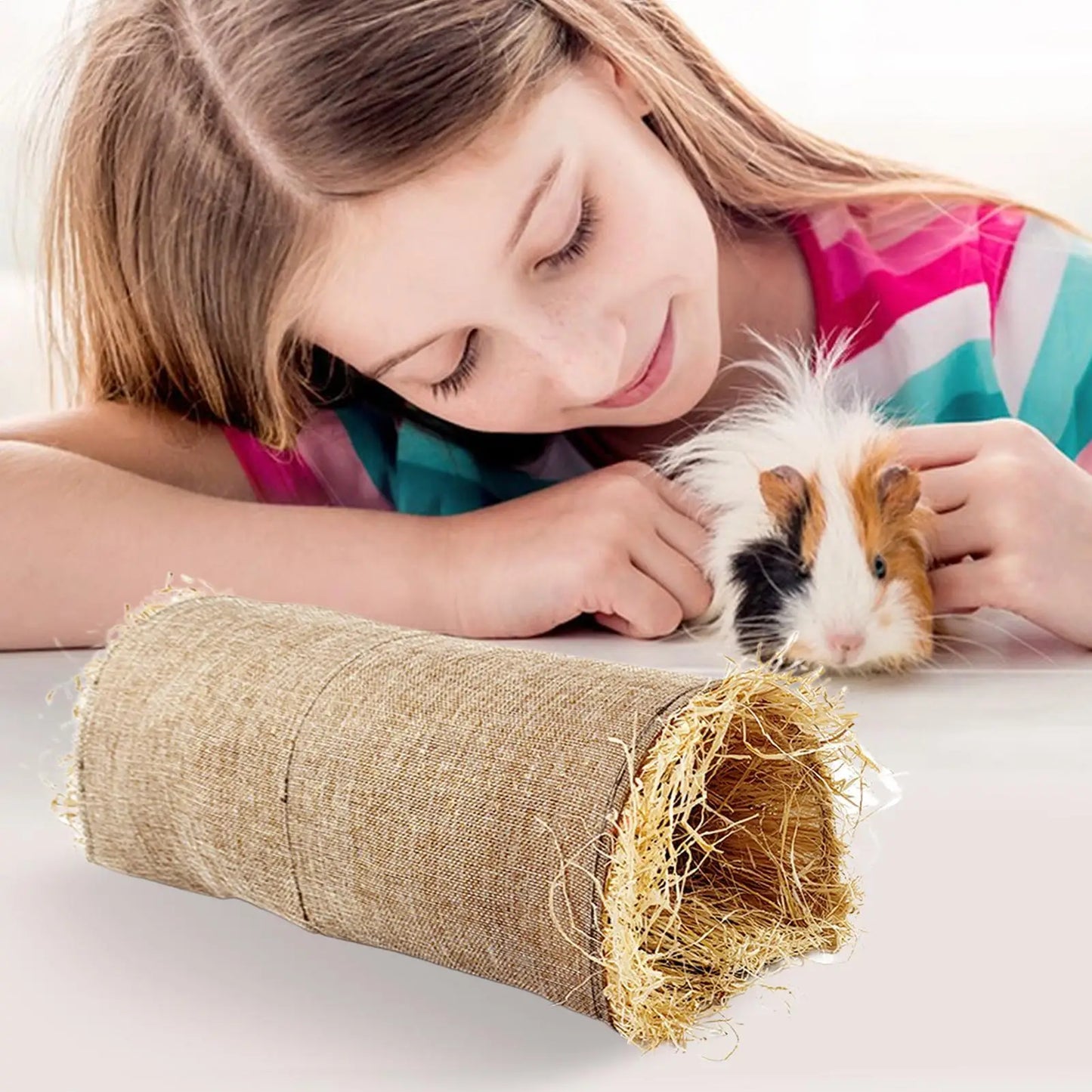 Rabbits House Indoor Breathable Bunny Grass Nest Woven Natural Toy Tunnel Cozy Nest For Sleeping Hiding Play Animal Indoor