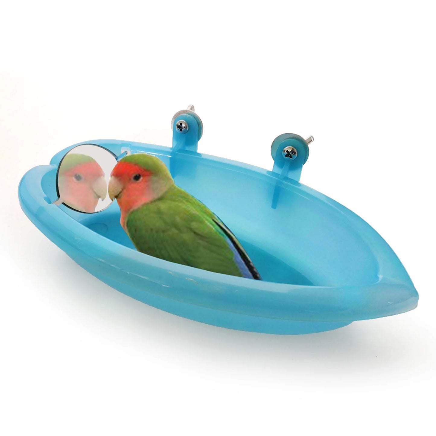 Mirrored Bird Bath Pet Cage Bath Basin Parrot Bath Basin Parrot Shower Supplies with Mirror Bird Cage Accessories Pet Toys