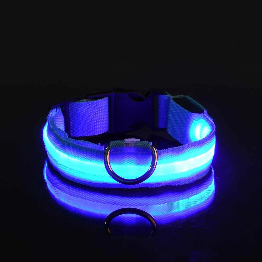 Nylon LED Luminous Dog Leash & Collar Set - Glow In The Dark Safety Flashing Pet Leash for Dogs
