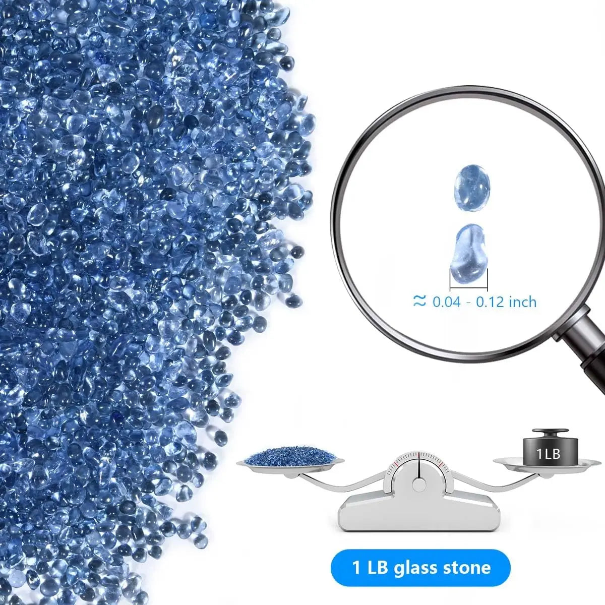 1 LB Clear Sea Glass Stones – Aquarium Gravel, Fish Tank & Garden Decor, Vase & Succulent Filler