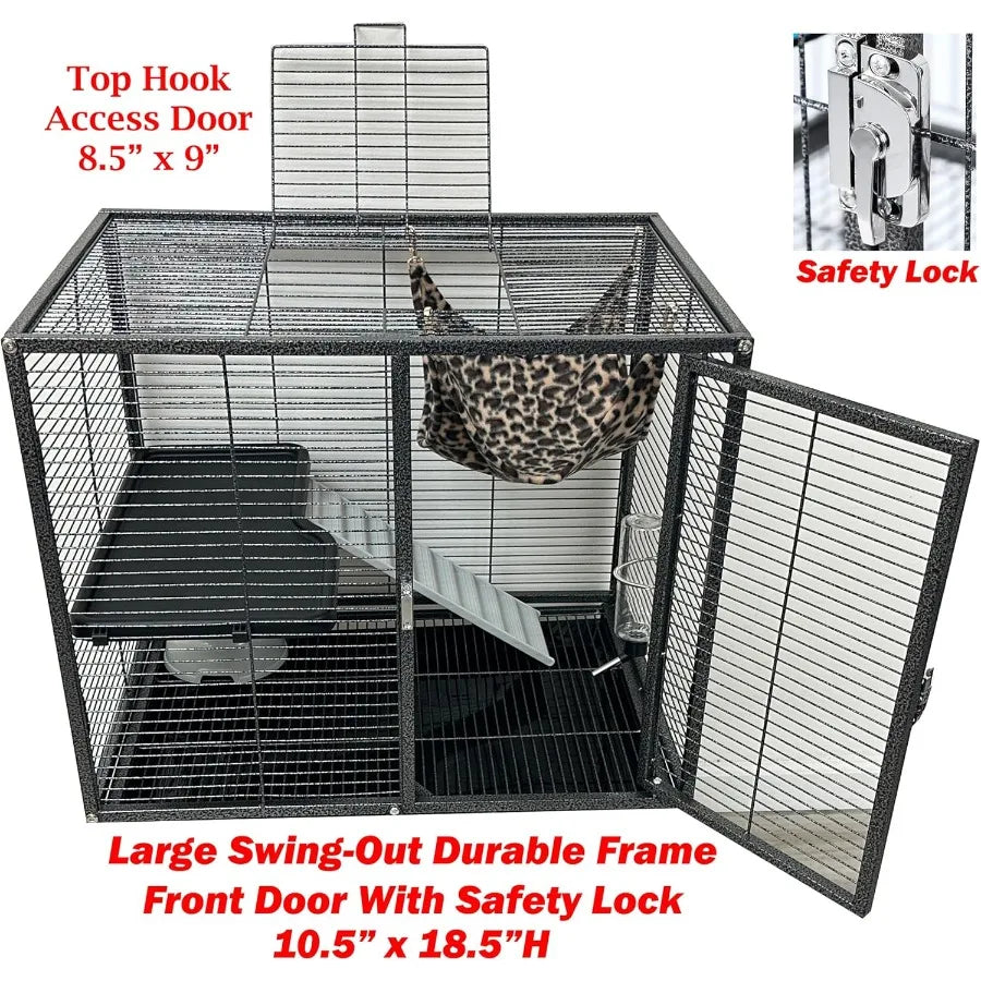 Deluxe Two Tiers Small Animal Critter Cage with Tight 1 2Inch Bar Spacing for Ferrets Chinchillas Rats Mice Squirrels Rabbits a