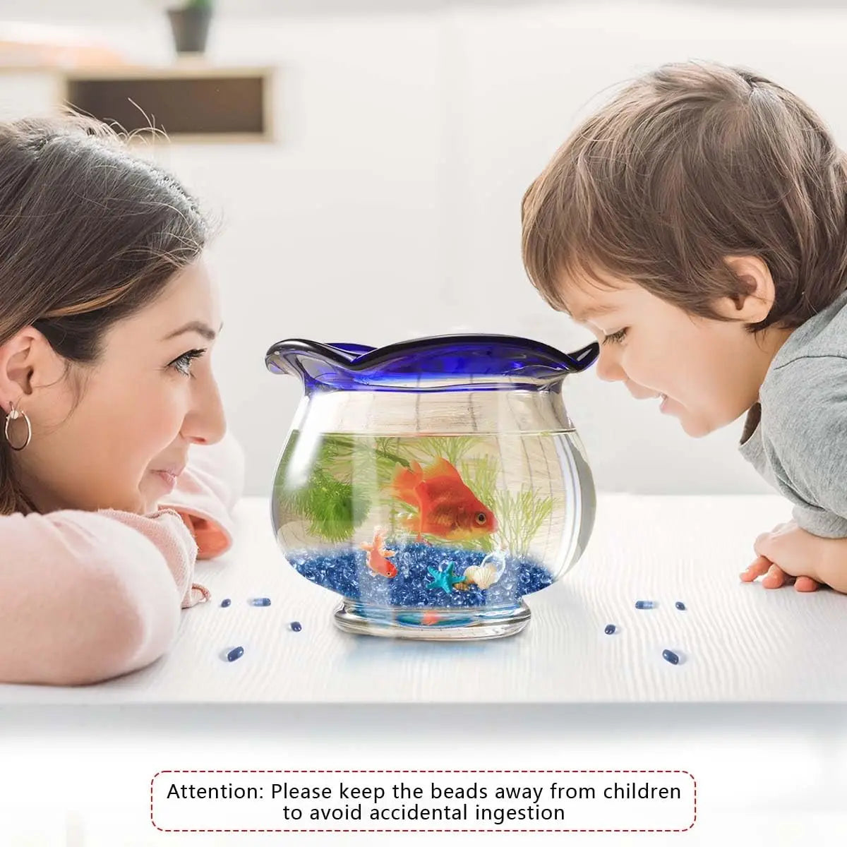 1 LB Clear Sea Glass Stones – Aquarium Gravel, Fish Tank & Garden Decor, Vase & Succulent Filler