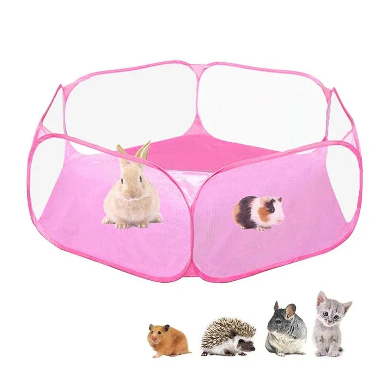 Portable Small Pet Cage Transparent Cat and Dog Cage Tent Pet Open Folding Yard Fence For Dog Hamster Rabbit Guinea Pig