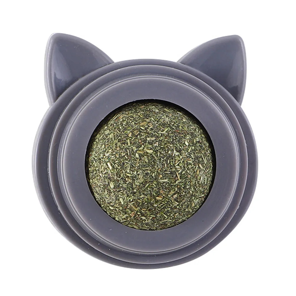 Rotatable Cat Cleaning Toy Self-Adhesive Catnip Balls Toy for Cats Catnip Wall Balls for Cats Teeth Cleaning Pet Treats Supplies