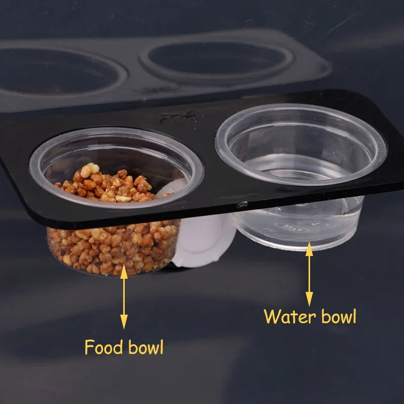 Reptile Feeder with Suction Cup Reptile Feeders Feeding Bowls  Food Container with Bowl for Reptile Food and Water Feeding