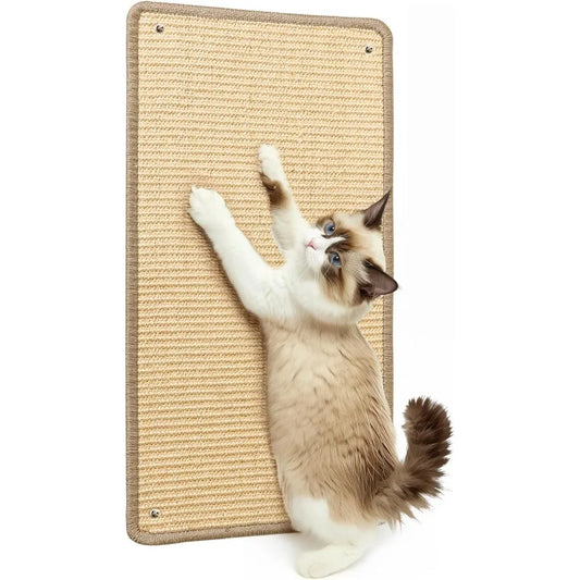 Cat Scratcher Mat 23.6" Sisal Cat Scratch Pad for Indoor Cats Large Floor and Wall Mount Cat Scratching Mat with Adhesive Screw