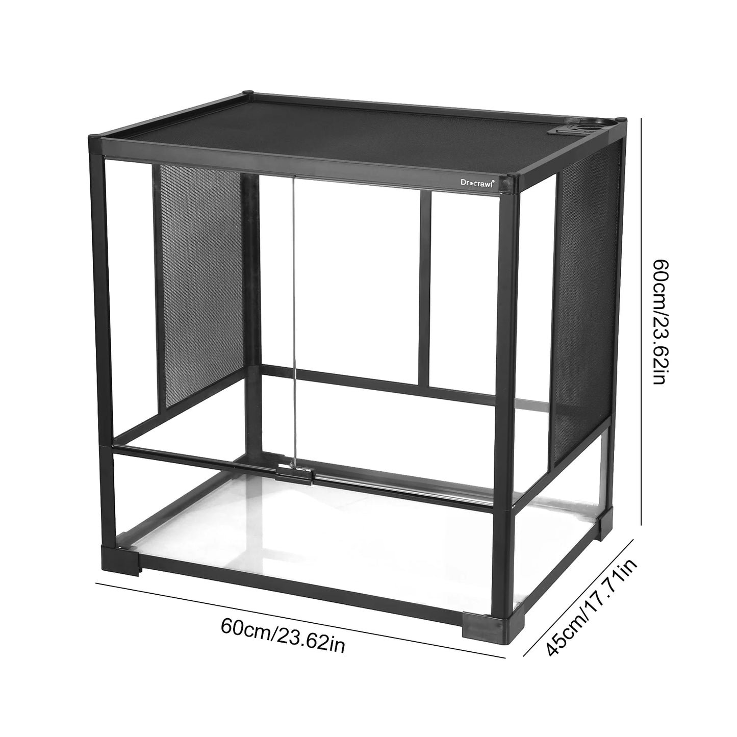 Reptile Glass Terrarium Front Opening Door Appealing Mini Reptile or Amphibians Glass Habitat for Bearded Dragon Black Snake