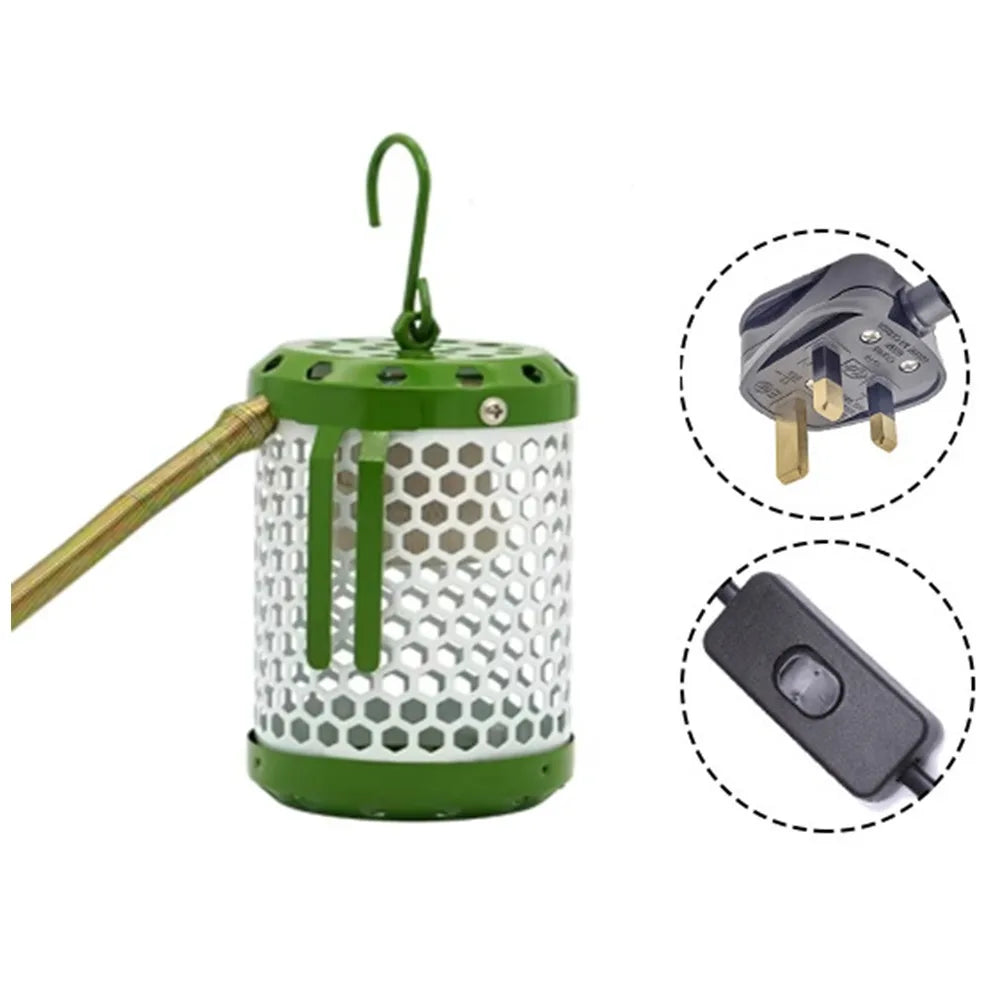 Anti-Bite Pet Parrot Heat Preservation Lamp Metal Chew-Proof Wire Anti-Scalding Bird Cage Heater US/EU/UK Plug in with Hook