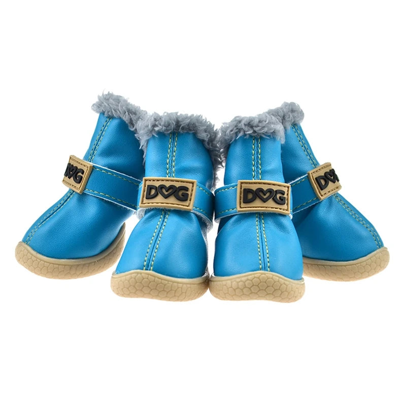 4pcs/set  Warm Pet Snow Shoes for Small Dogs Keep Warm Non Skid Socks Dog Boots Booties Pet Dog Winter Shoes