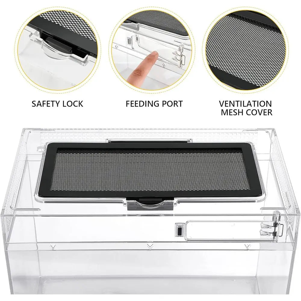 XL Reptile Starter Habitat Kit with Locking Lid, Light, Hygrometer, Accessories for Tarantulas, Lizards, Frogs, Geckos, Hermit C