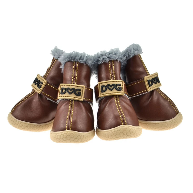 4pcs/set  Warm Pet Snow Shoes for Small Dogs Keep Warm Non Skid Socks Dog Boots Booties Pet Dog Winter Shoes