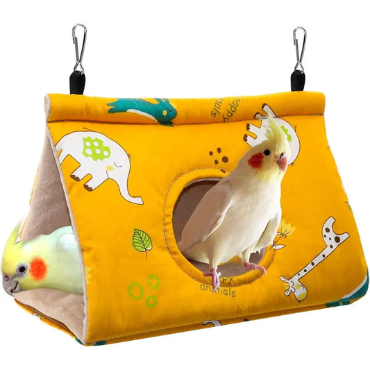 Winter Warm Bird Nest House - Hanging Hammock Velvet Shed Hut Cage Plush Fluffy Birds Hideaway Sleeping Bed Fuzzy for Parrot Par