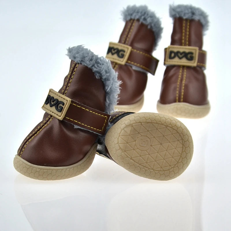 4pcs/set  Warm Pet Snow Shoes for Small Dogs Keep Warm Non Skid Socks Dog Boots Booties Pet Dog Winter Shoes