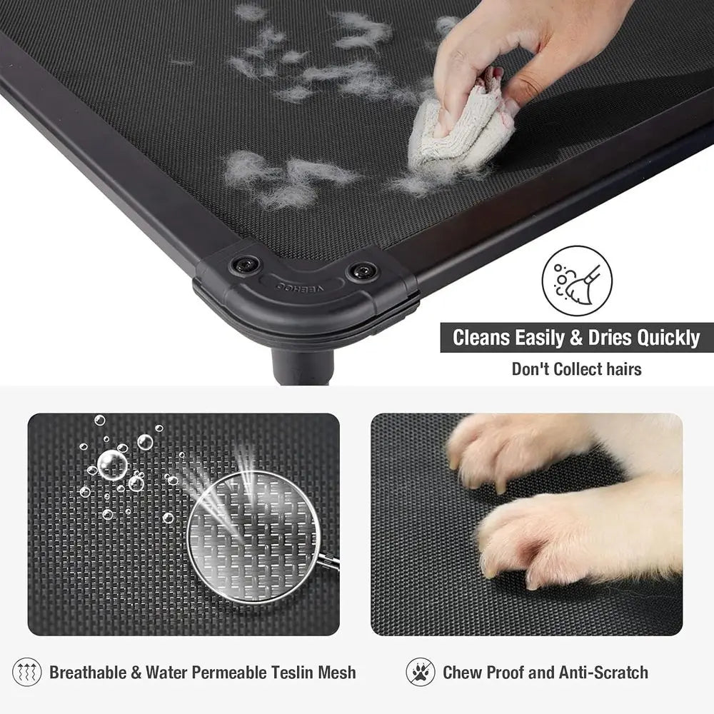 Chew Proo Elevated Dog Bed - Cooling Raised Pet Cot - Rustle and Durable Textilene Mesh abric, Unique Designed No-Slip eet or In