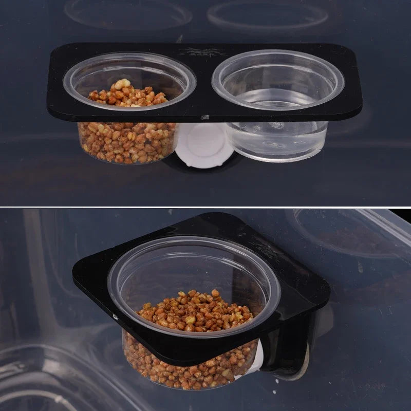 Reptile Feeder with Suction Cup Reptile Feeders Feeding Bowls  Food Container with Bowl for Reptile Food and Water Feeding