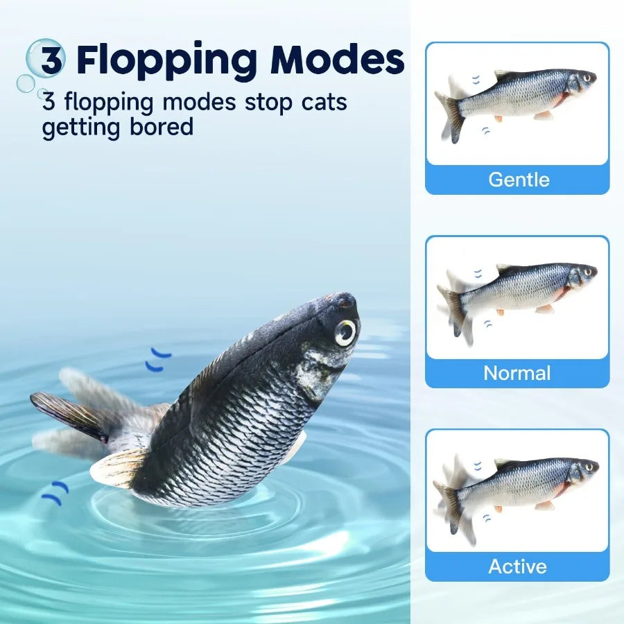Cat Toys Flopping Fish with Catnip Moving Kitten Kicker Floppy Wiggle Carp for Small Dogs Interactive Motion Kitty Exercise 10.