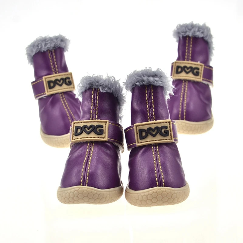 4pcs/set  Warm Pet Snow Shoes for Small Dogs Keep Warm Non Skid Socks Dog Boots Booties Pet Dog Winter Shoes