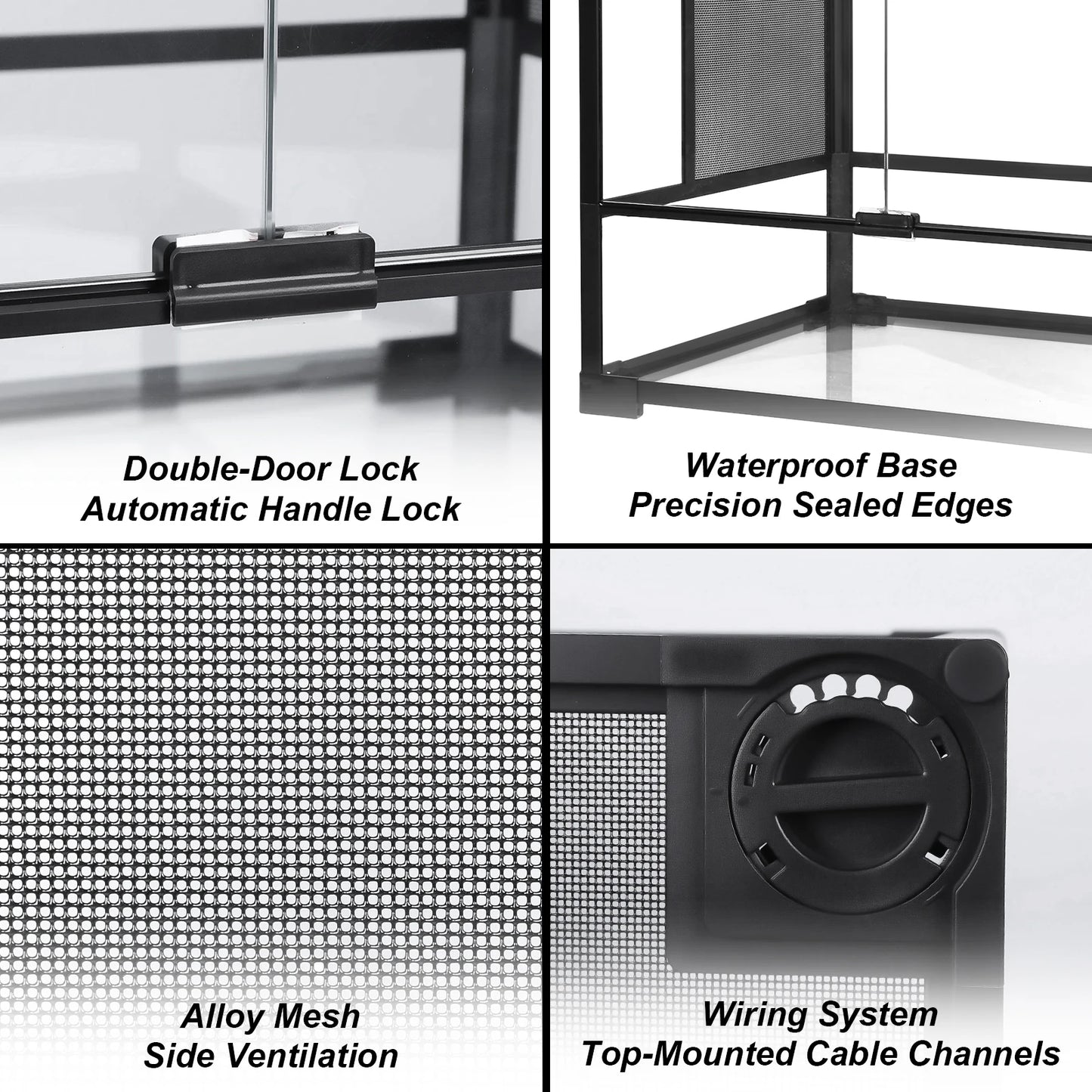 Reptile Glass Terrarium Front Opening Door Appealing Mini Reptile or Amphibians Glass Habitat for Bearded Dragon Black Snake