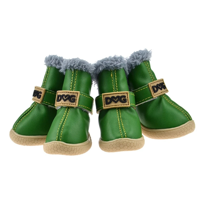 4pcs/set  Warm Pet Snow Shoes for Small Dogs Keep Warm Non Skid Socks Dog Boots Booties Pet Dog Winter Shoes