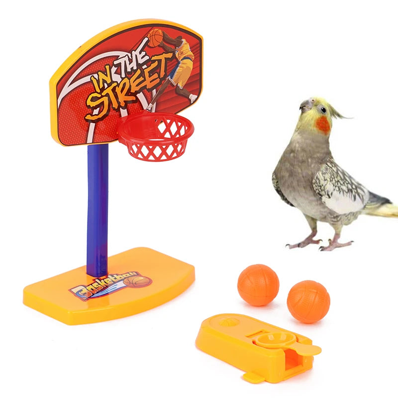 Bird Parrot Training Toy Pet Parakeet Basketball Hoop Props With Chew Balls Intelligence Toy For Bird Trick Education Playing