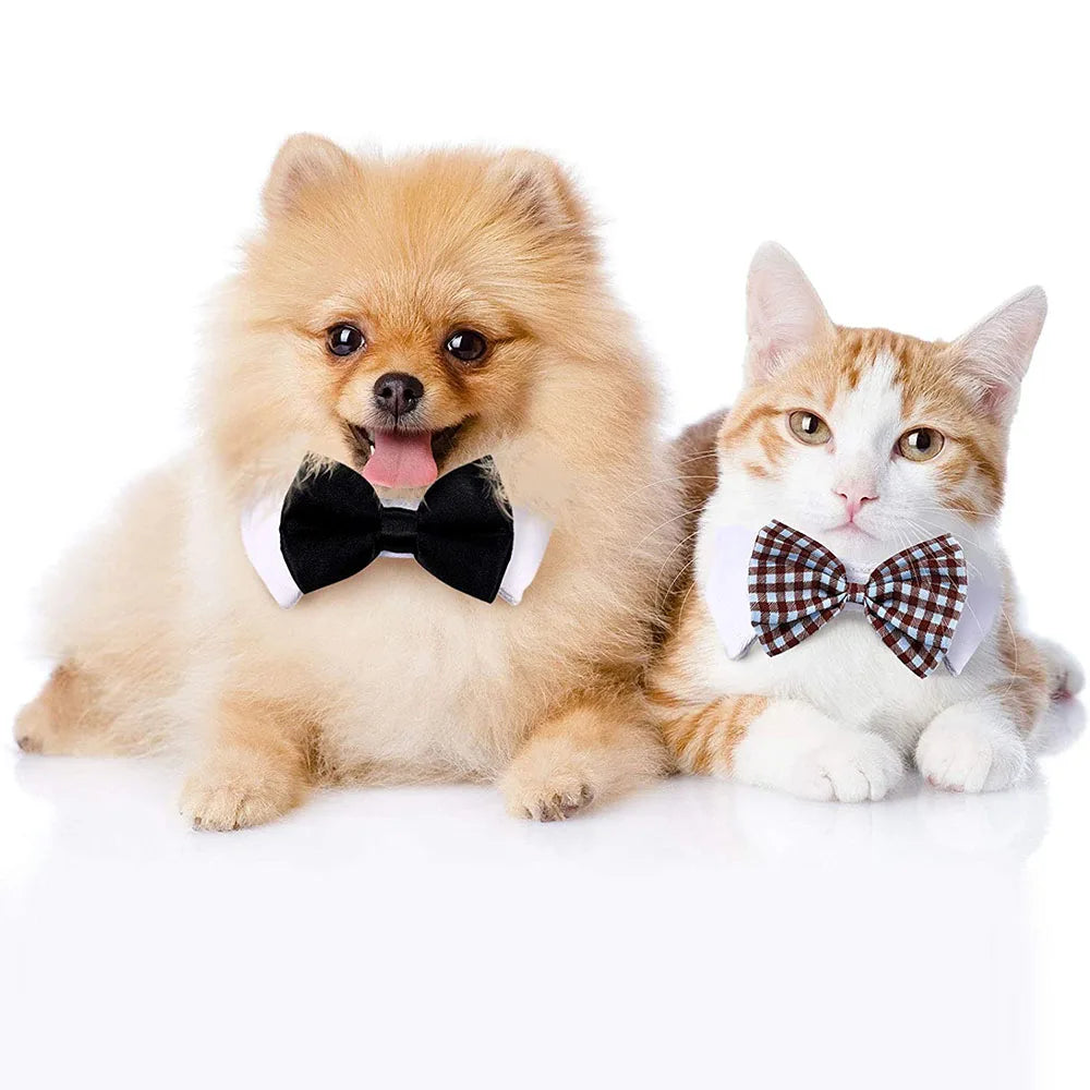 Adjustable Formal Pet Bowtie Collar Neck Tie for Cats & Dogs Pet Tuxedo Wedding Costume Kitten Cat Bowtie Puppy Bowknot Collar