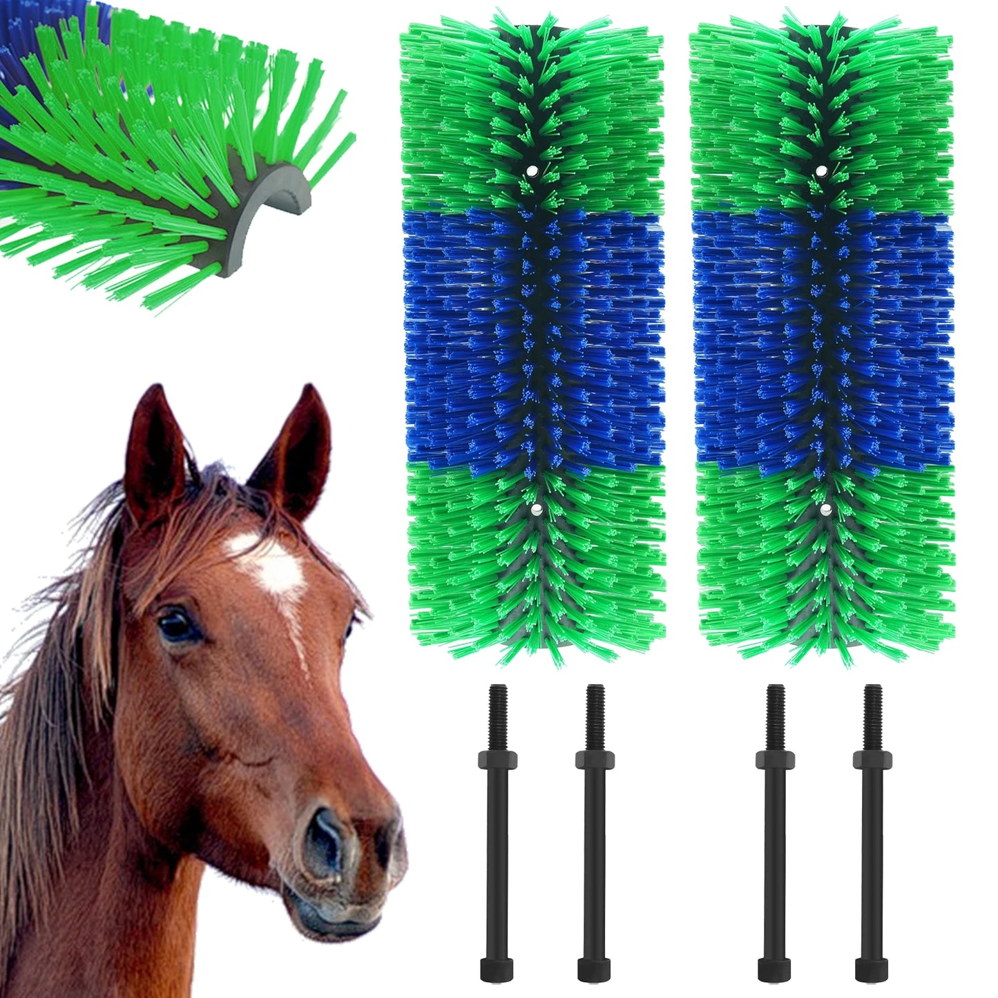 Livestock Scratch Brushes, Horse Scratcher Full Massage Grooming Brush Kit, Relieve Itching for Horse Cow Cattle Sheep Pig Goat