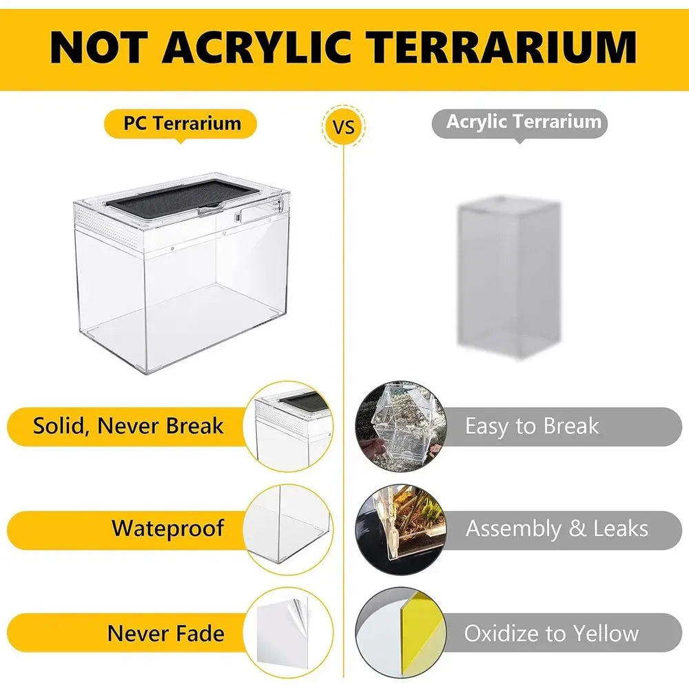 XL Reptile Starter Habitat Kit with Locking Lid, Light, Hygrometer, Accessories for Tarantulas, Lizards, Frogs, Geckos, Hermit C