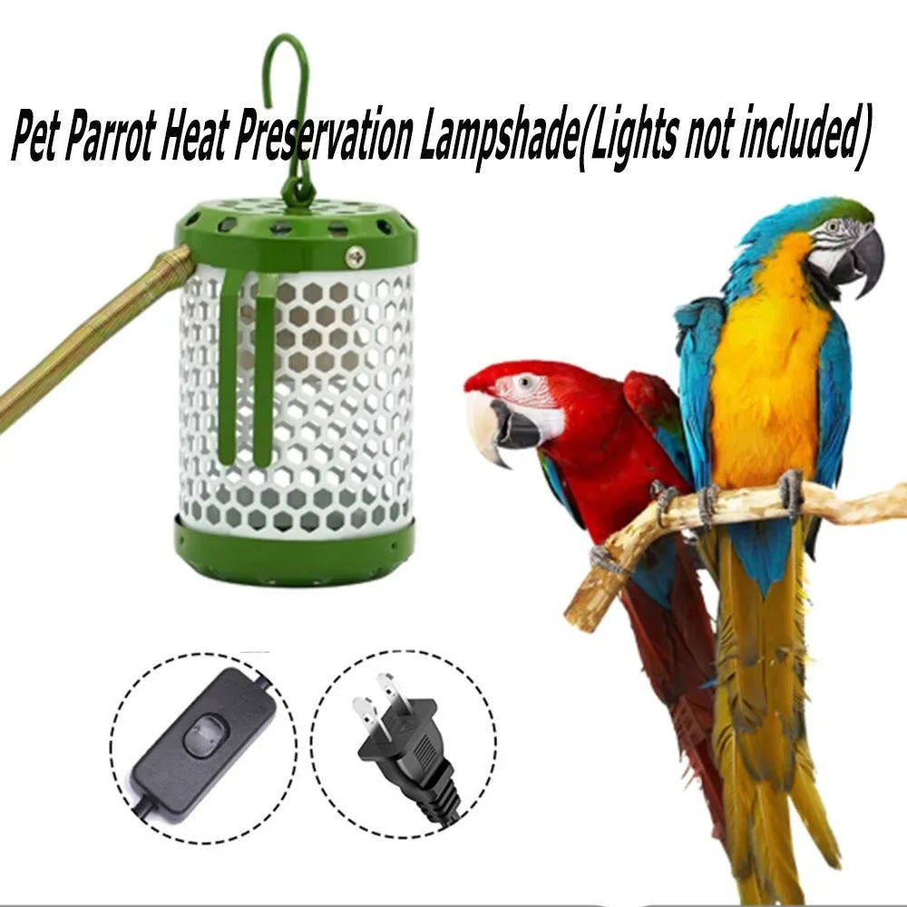 Anti-Bite Pet Parrot Heat Preservation Lamp Metal Chew-Proof Wire Anti-Scalding Bird Cage Heater US/EU/UK Plug in with Hook