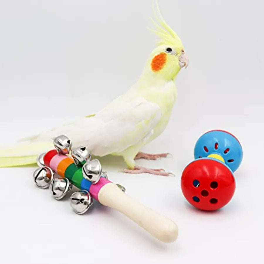 Colorful Bird Bell Toys 5 Pack Funny Bell Toys for Bird Cage Accessories Ideal for Chicken Birds Parrot Parakeet Cockatiel Budg