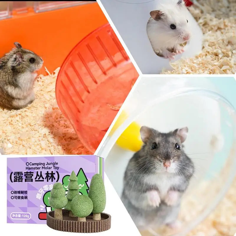 Animal Teething Toys 5X Hamster Chewing Teething Jungle Theme Toys Realistic Habitat Decoration Animals Tooth Care Playing